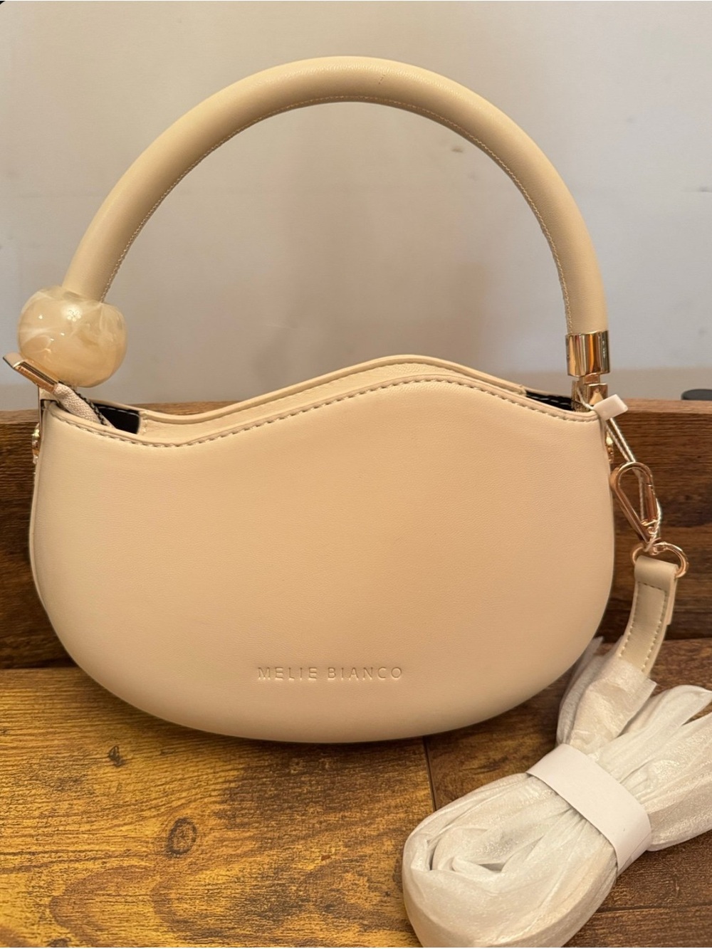Melie Biianco Cream Jennie Mini Top-Handle/Crossbody Bag